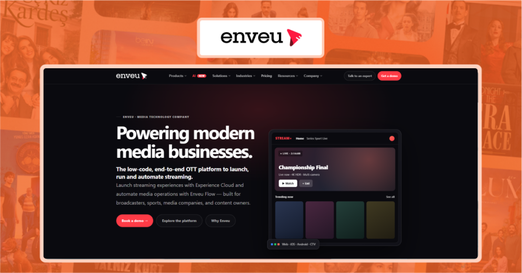 Enveu low-code VOD dashboard for fast multi-platform OTT launches