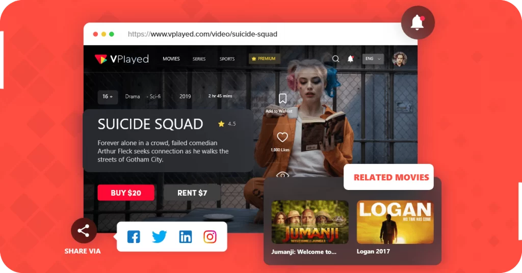 vplayed movie streaming website features