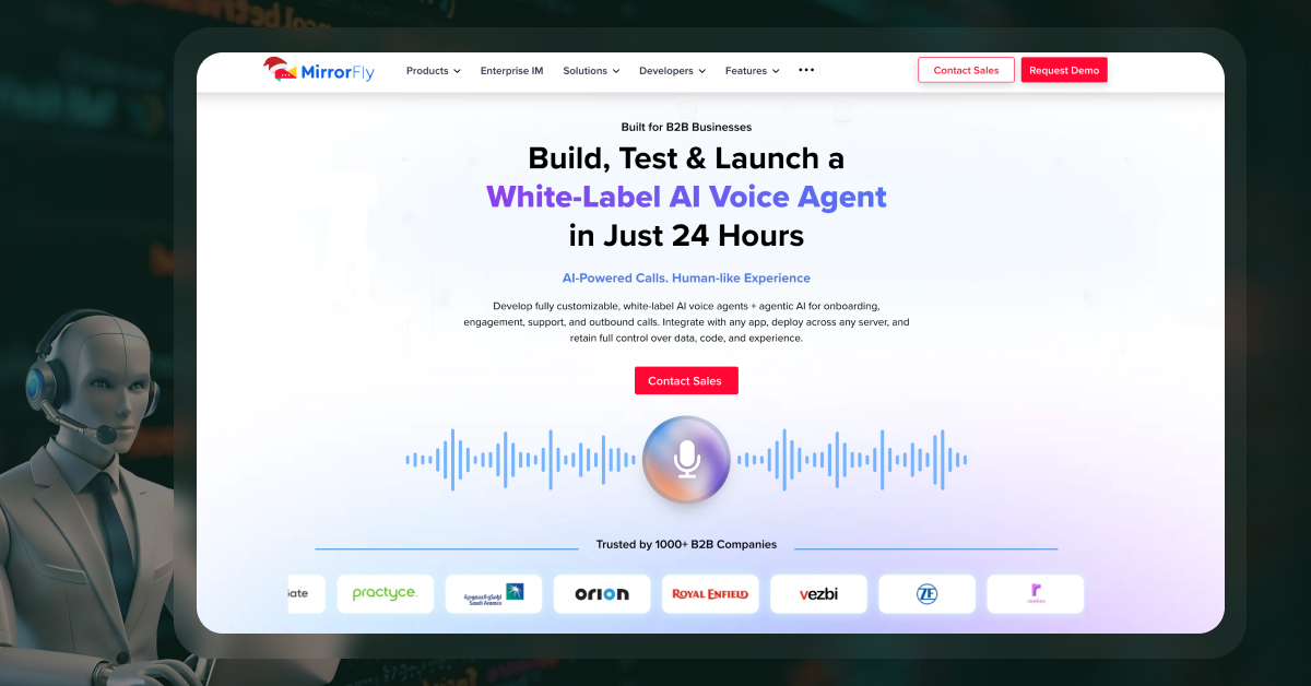 MirrorFly is the best AI voice agent development company building realtime voice communication solutions.