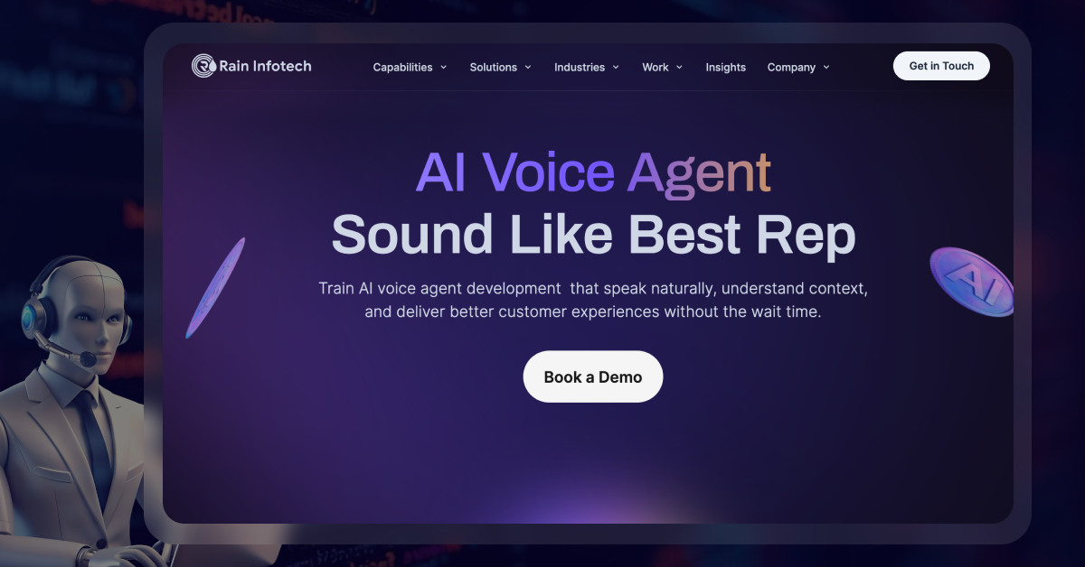 Rain Infotech excels in AI voice agent development for the voice driven automation solutions.