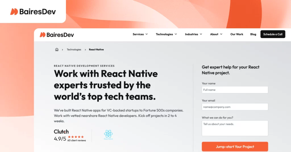 custom react native app development services